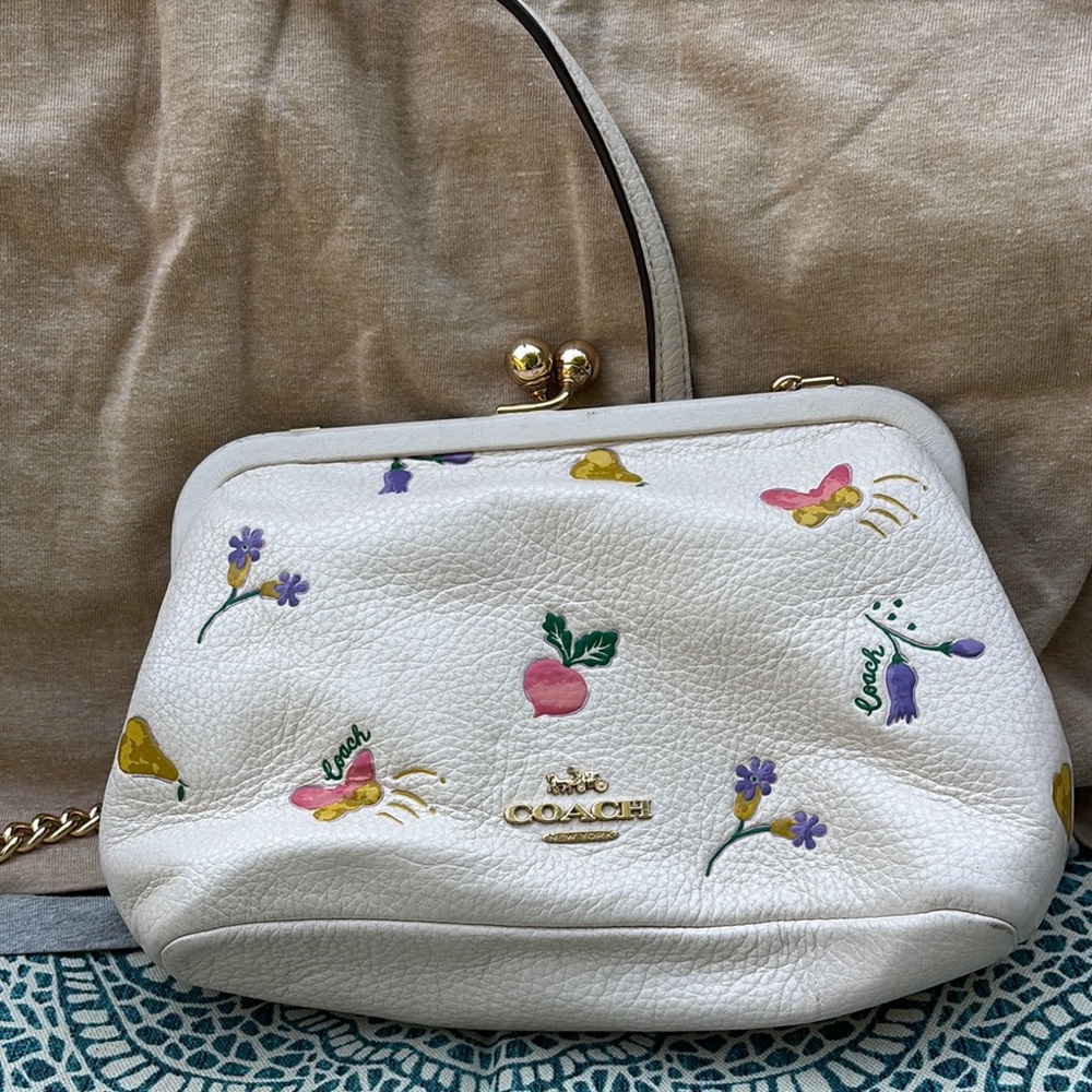 Coach White and Pink Clutch with Playful Designs